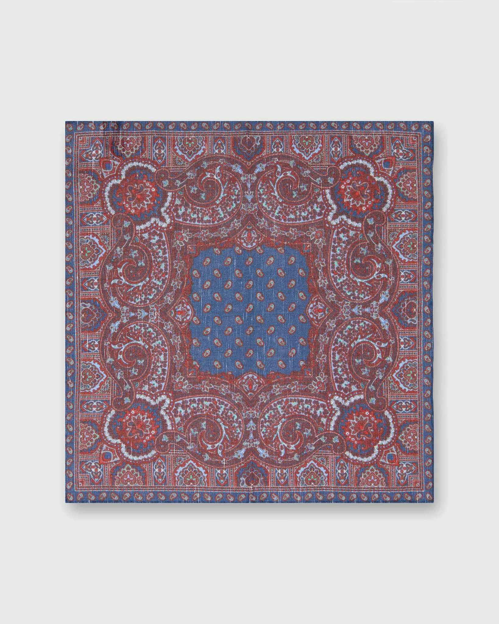 Linen/Cotton Print Pocket Square in Navy Paisley sold by Mashburn product image thumbnail 2