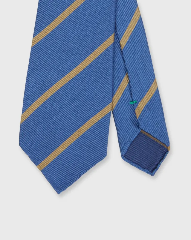 Silk Woven Tie in French Blue/Khaki Bar Stripe made by Sid Mashburn