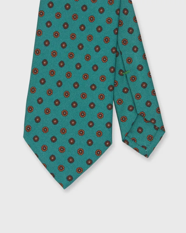 Silk Print Tie in Sage/Umber/Brown Flower made by Sid Mashburn