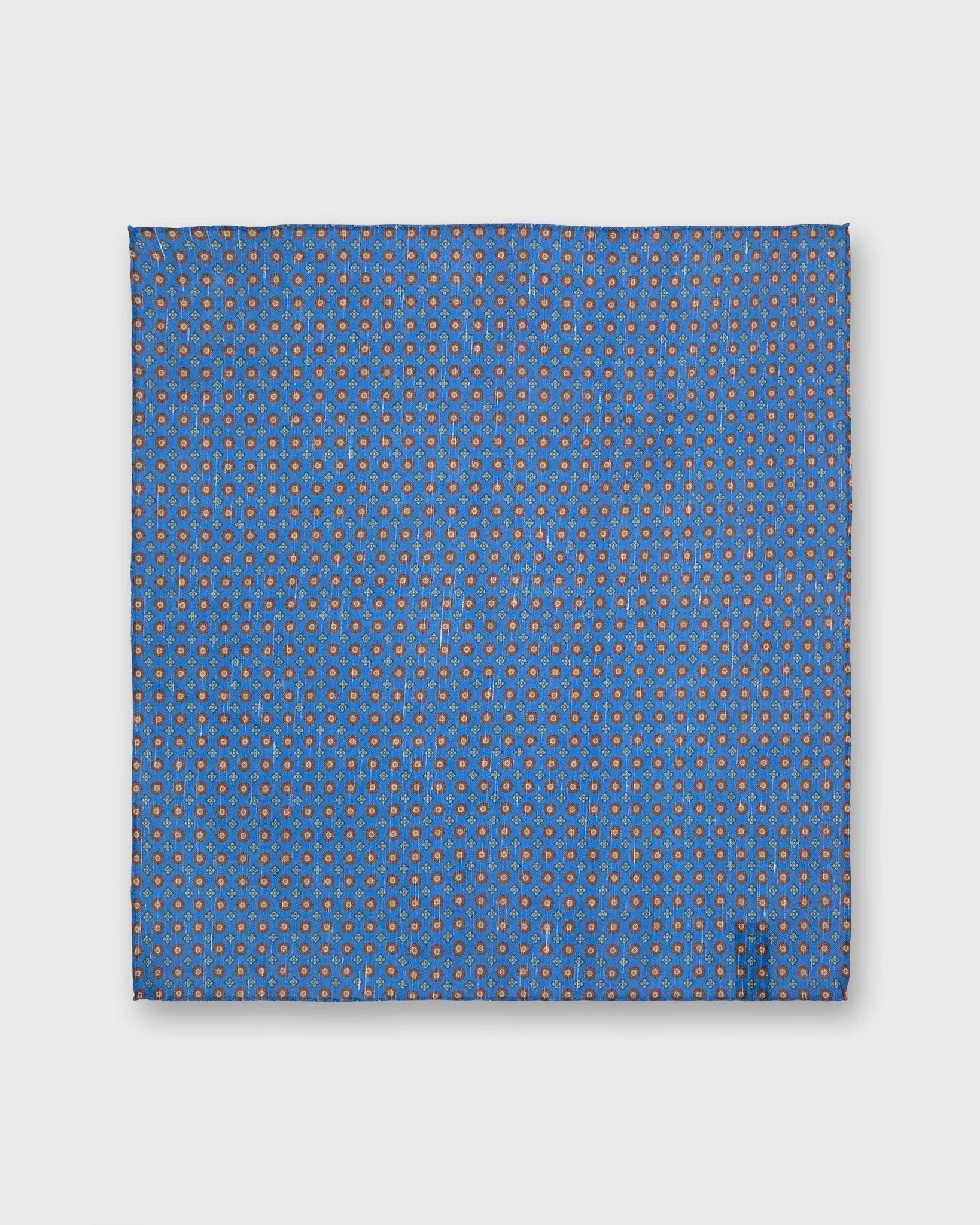 Linen/Cotton Print Pocket Square in Dusty Blue/Apricot/Bone Flower sold by Mashburn product image thumbnail 2