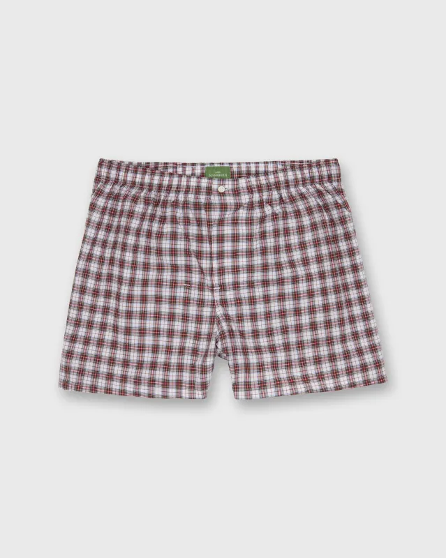Button-Front Boxer Short in Red/White Dress Stewart Tartan Poplin made by Sid Mashburn