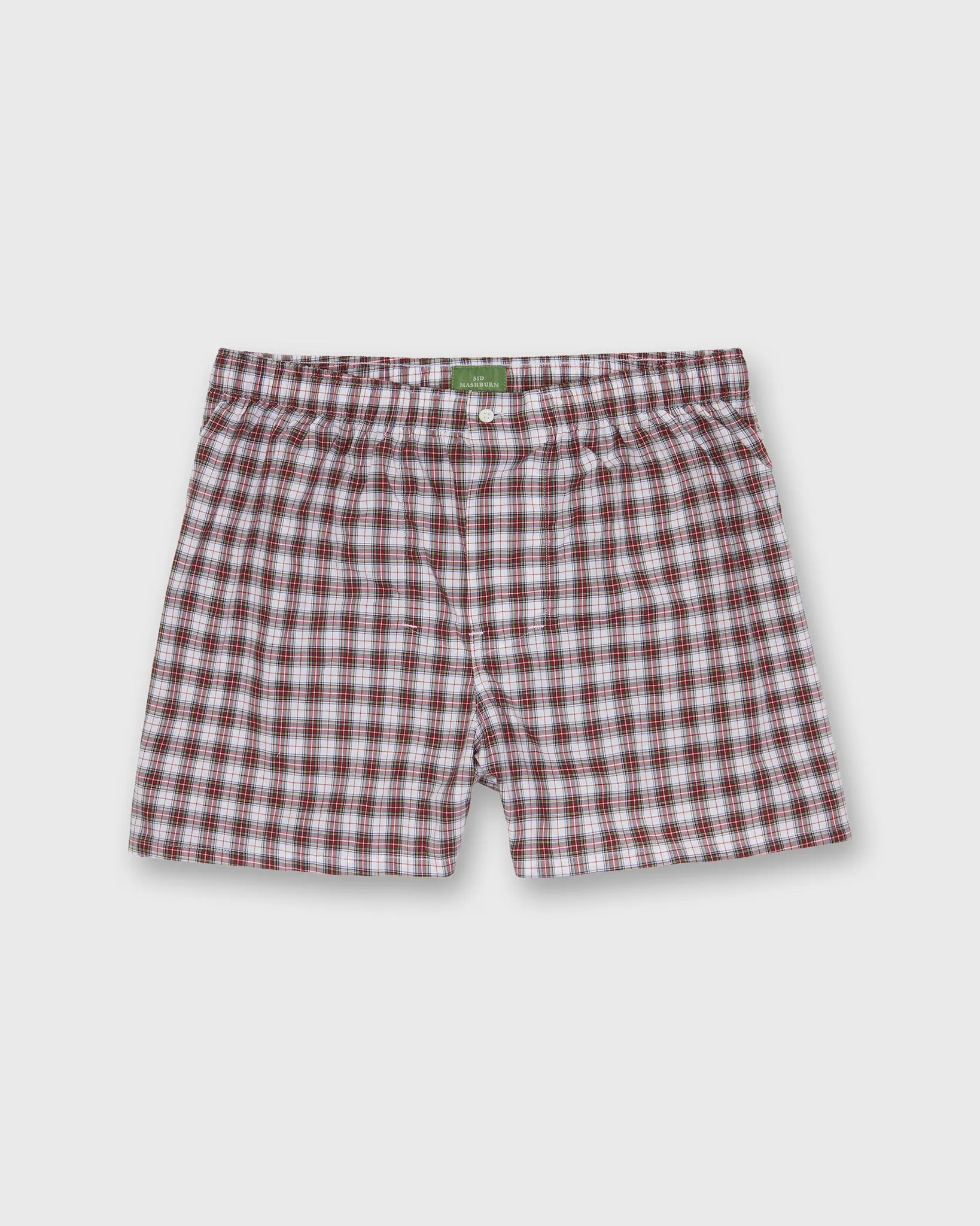 Button-Front Boxer Short in Red/White Dress Stewart Tartan Poplin sold by Mashburn
