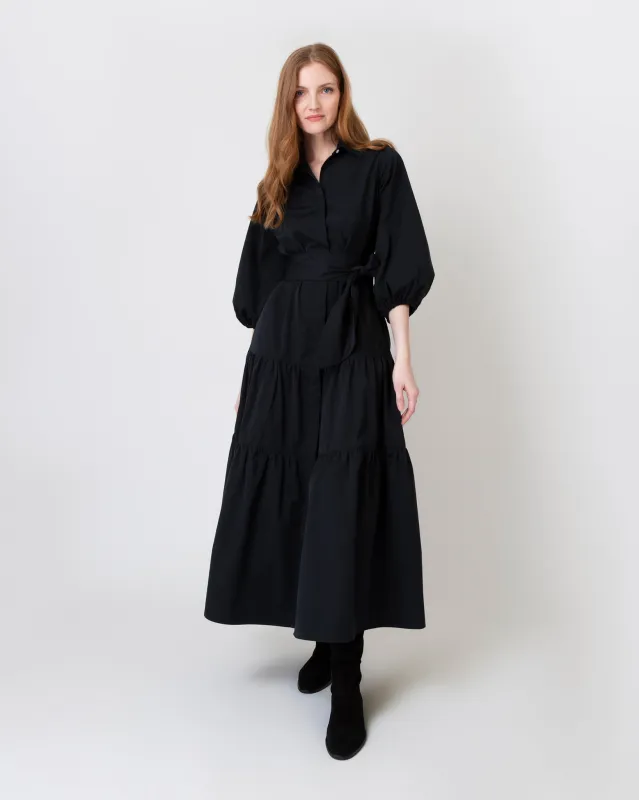Isla Shirtdress in Black Poplin sold by Mashburn