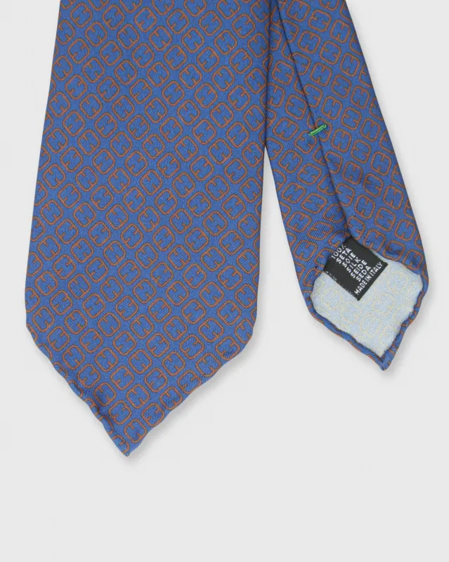Silk Print Tie in Ink/Copper Square Motif sold by Mashburn