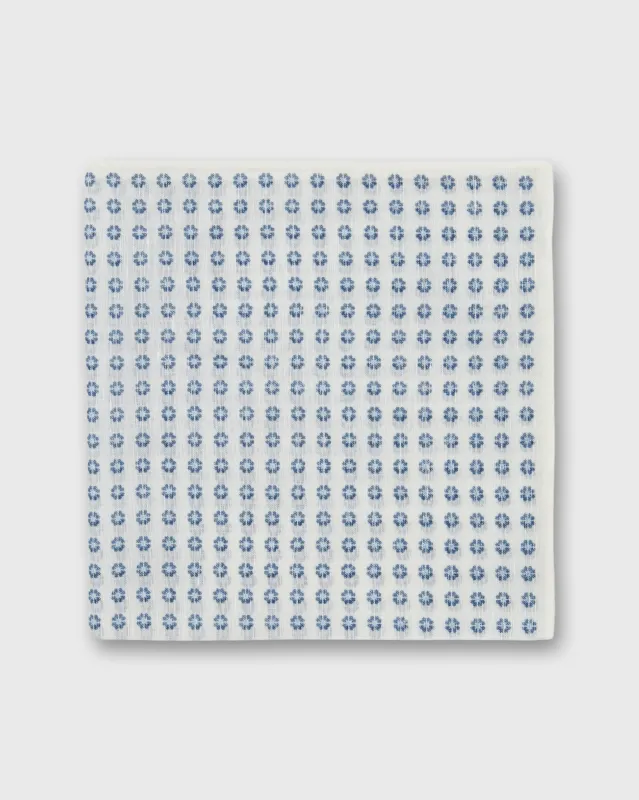 Linen/Cotton Print Pocket Square in Bone/Navy Mini Paisley sold by Mashburn