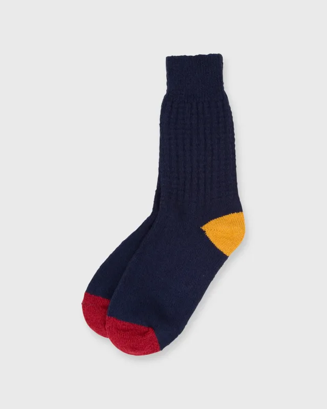 Waffle-Knit Socks in Navy sold by Mashburn