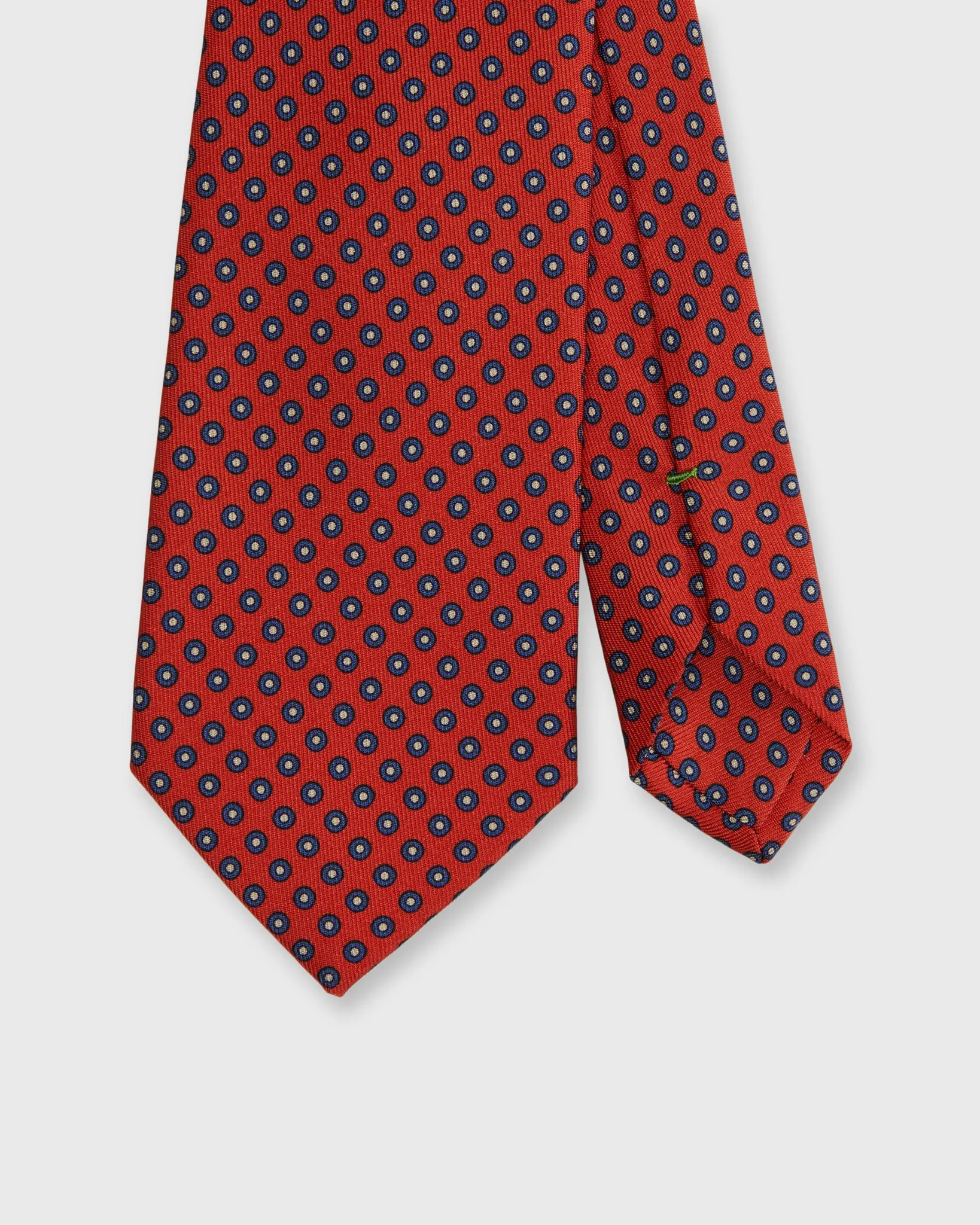 Silk Print Tie in Tomato/Navy/Bone Circle sold by Mashburn