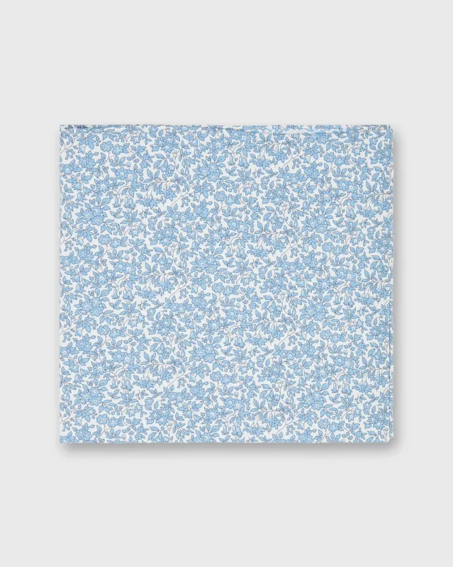 Cotton Print Pocket Square in Steel Blue Chamomile Liberty Fabric sold by Mashburn