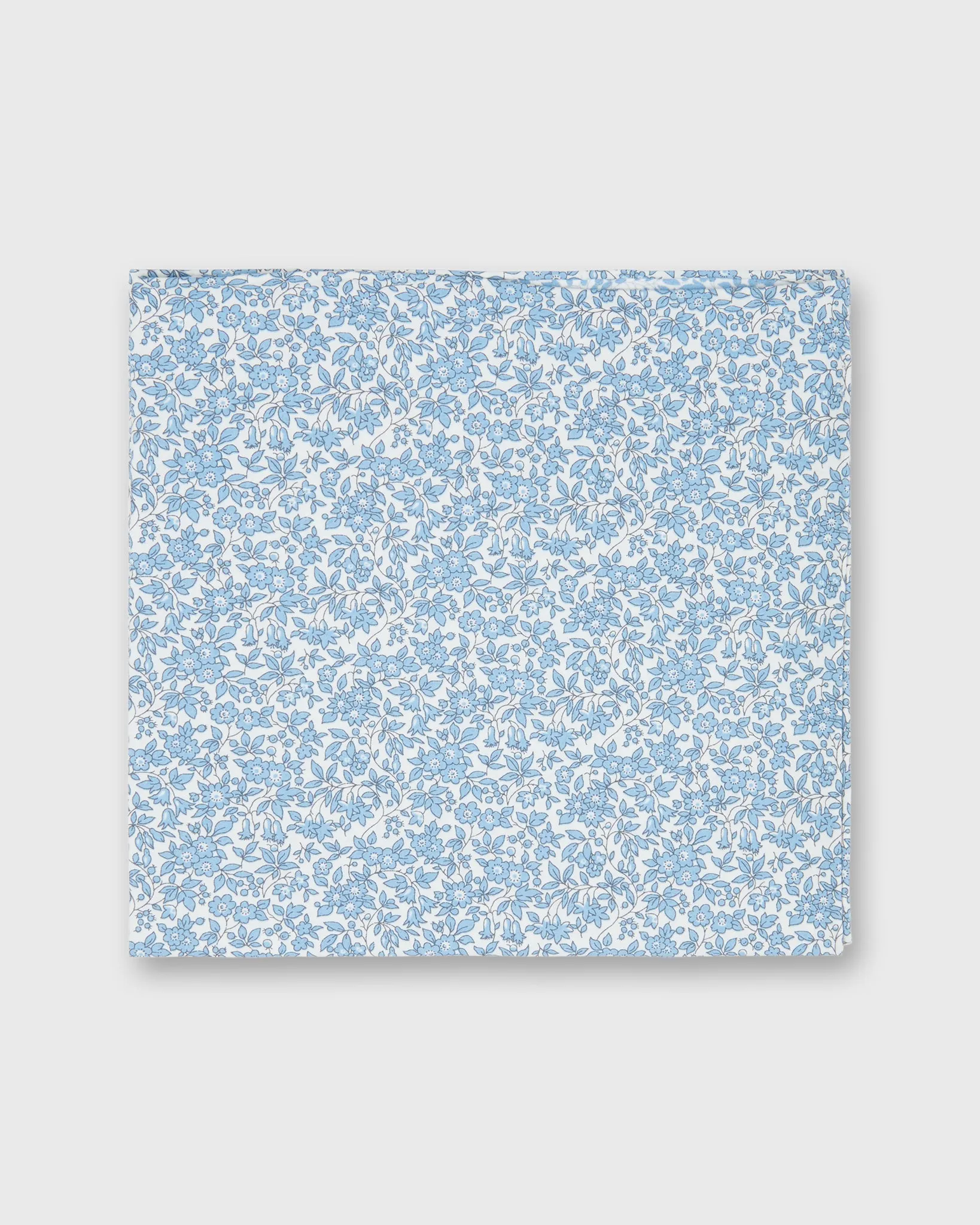 Cotton Print Pocket Square in Steel Blue Chamomile Liberty Fabric sold by Mashburn