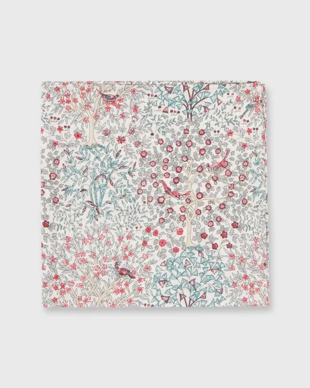 Cotton Print Pocket Square in Red/Green Jesse & Jean Liberty Fabric made by Sid Mashburn