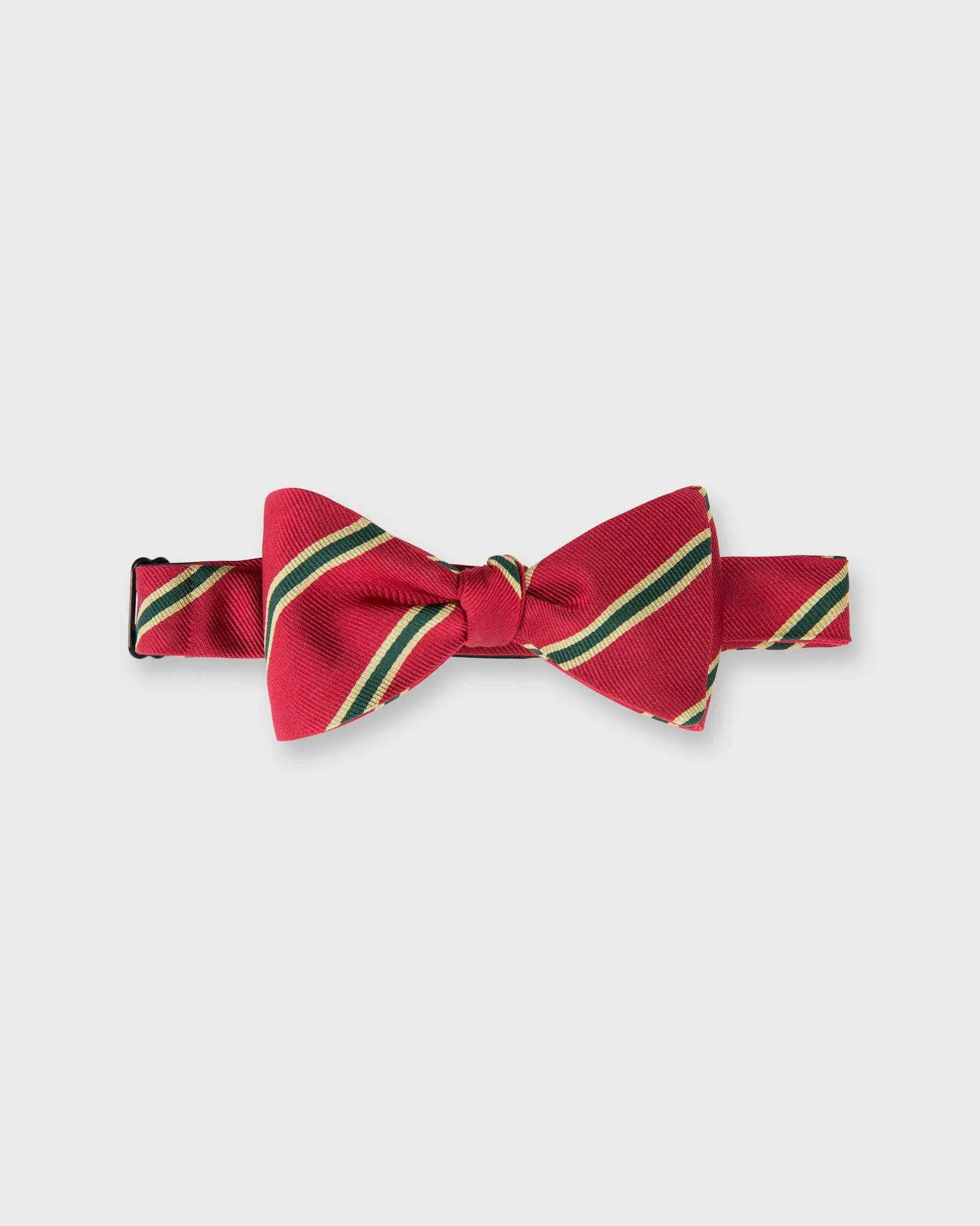 Silk Woven Bow Tie in Red/Green/Gold Dragoons 6th Stripe sold by Mashburn