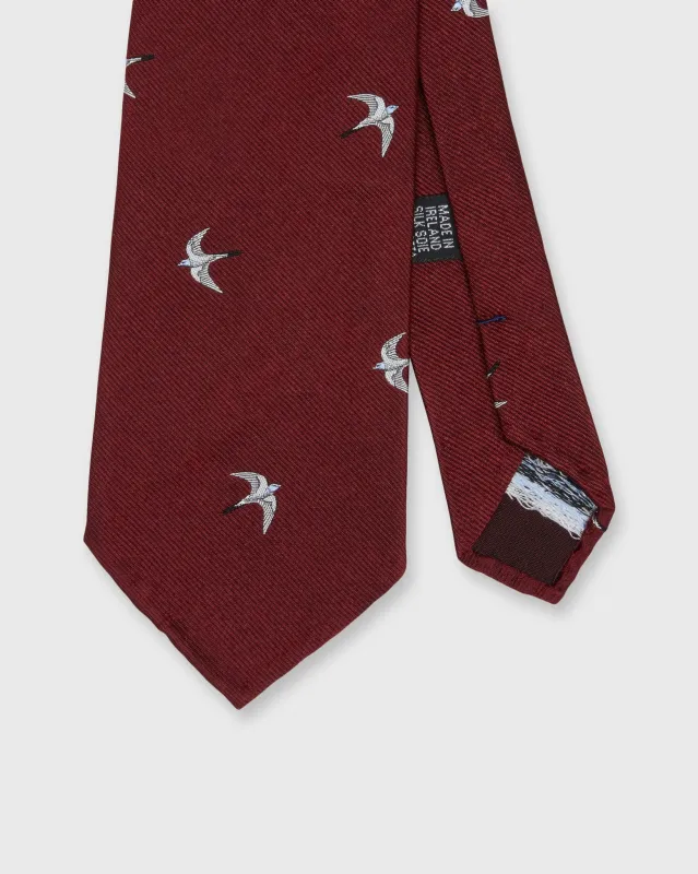 Silk Club Tie in Burgundy/White/Sky Swallow made by Mashburn