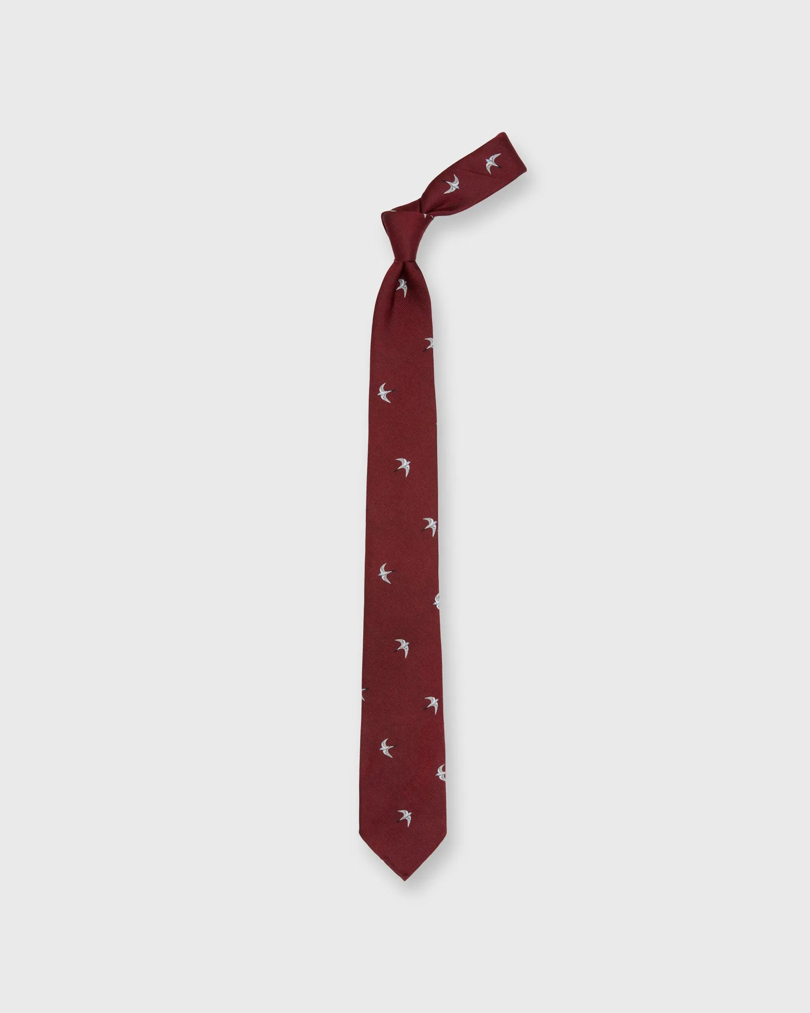 Silk Club Tie in Burgundy/White/Sky Swallow sold by Mashburn product image thumbnail 3