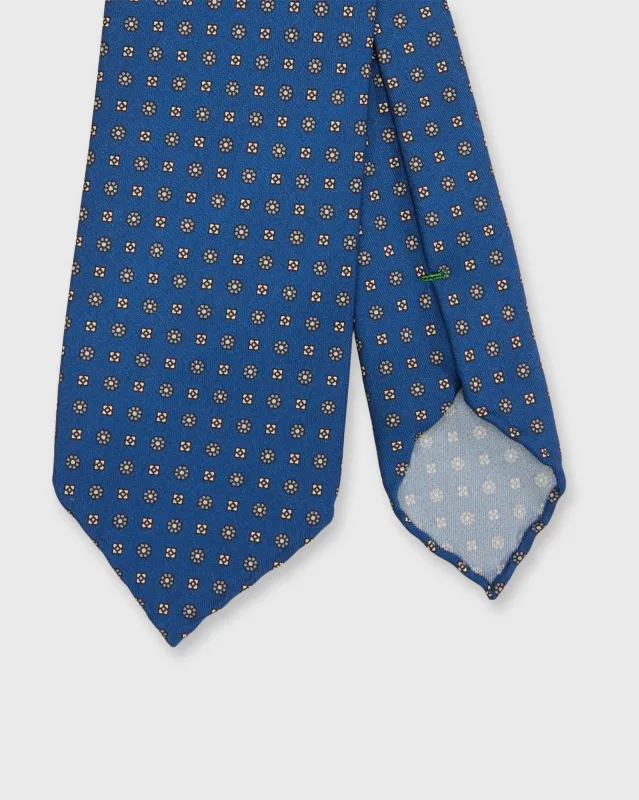 Silk Print Tie in Blue/Oat Foulard sold by Mashburn