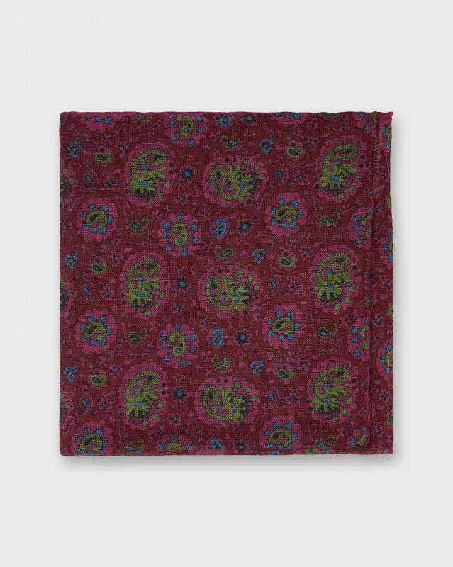 Hand-Rolled Pocket Square in Pink Paisley made by Mashburn