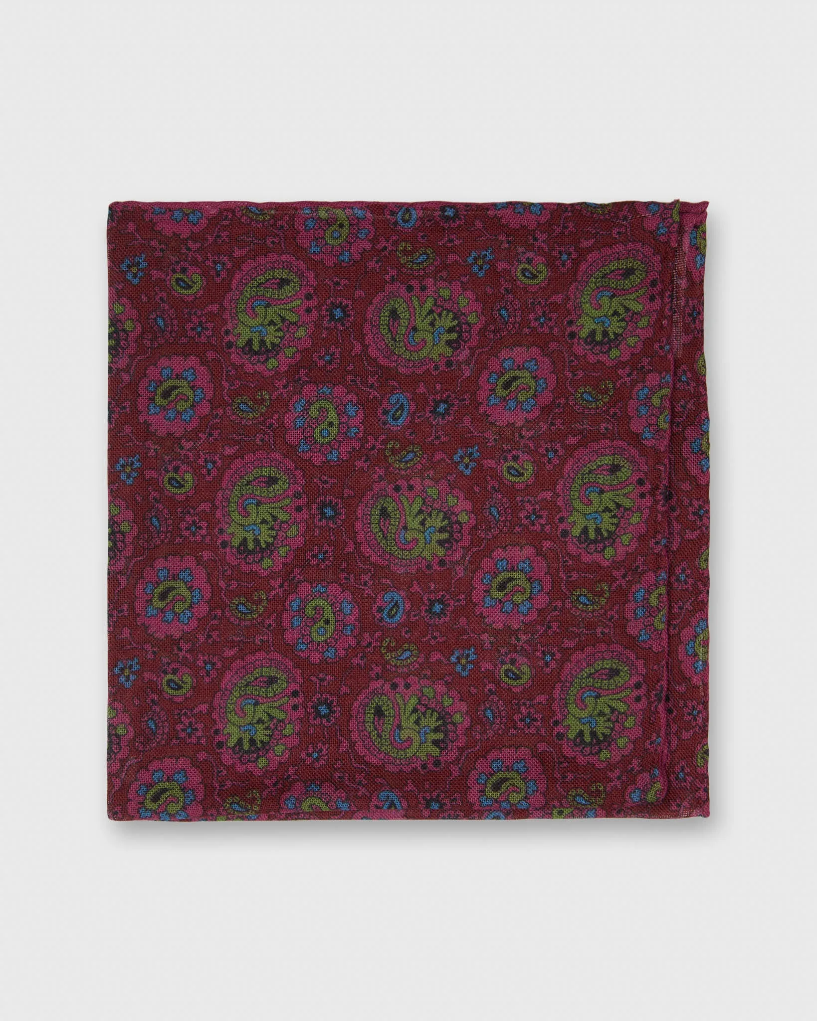 Hand-Rolled Pocket Square in Pink Paisley sold by Mashburn