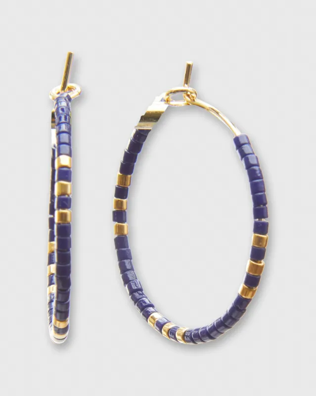 Small Zoe Hoop Earrings in Navy made by Mashburn
