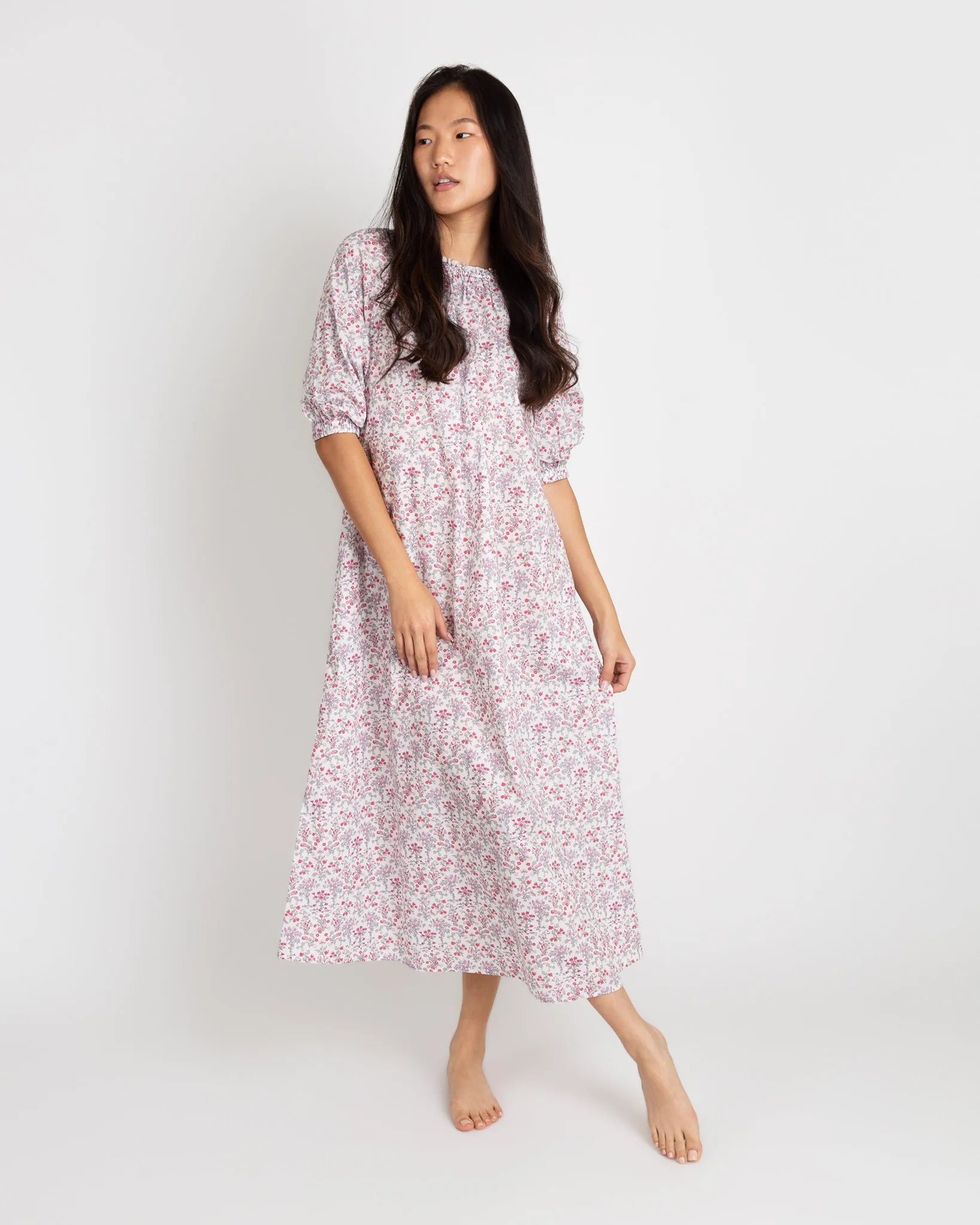 Lucy Nightdress in Pink/White Devon Dance Liberty Fabric sold by Mashburn product image thumbnail 2