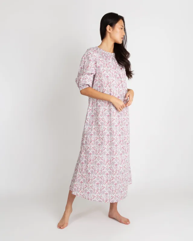 Lucy Nightdress in Pink/White Devon Dance Liberty Fabric made by Mashburn