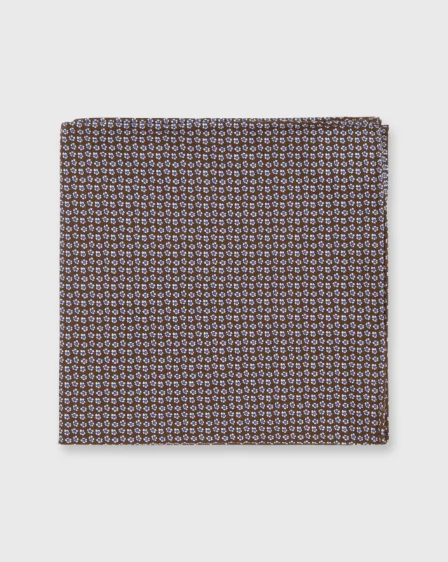 Cotton Print Pocket Square in Brown/Blue Tiny Floral sold by Mashburn