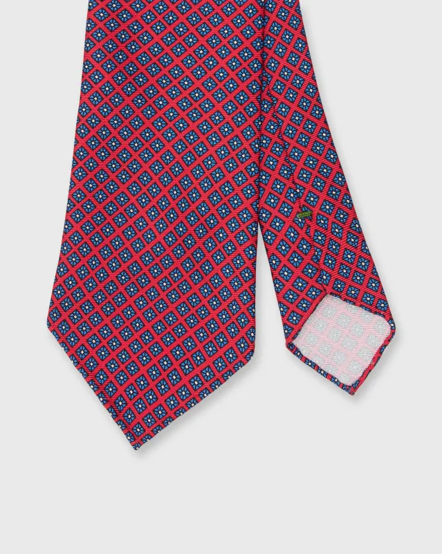 Silk Print Tie in Red/Blue Square made by Sid Mashburn