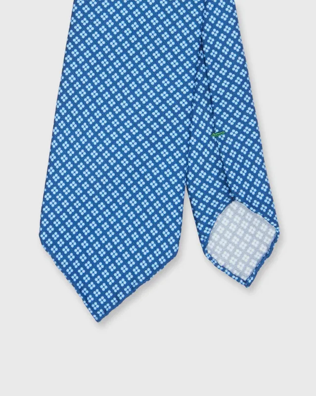Silk Print Tie in Dark Blue/Sky Geo Flower made by Sid Mashburn