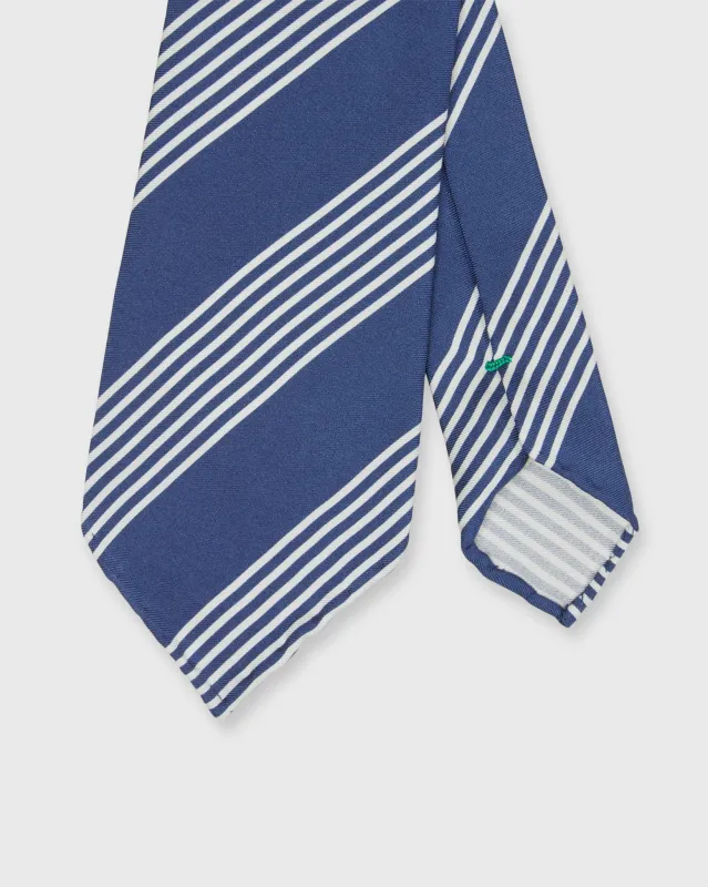 Silk Print Tie in Blue/White Stripe made by Sid Mashburn