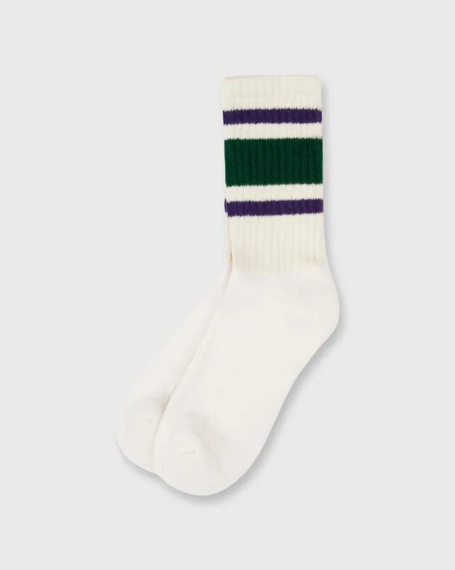 Retro Stripe Socks in Pine/Mulberry sold by Mashburn