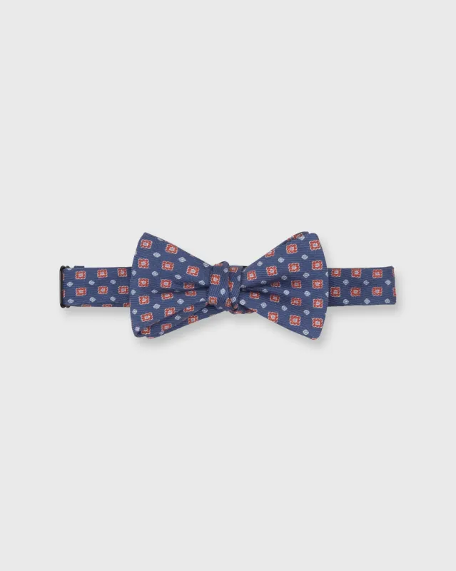 Silk Bow Tie in Denim/Rust/Sky Foulard made by Sid Mashburn