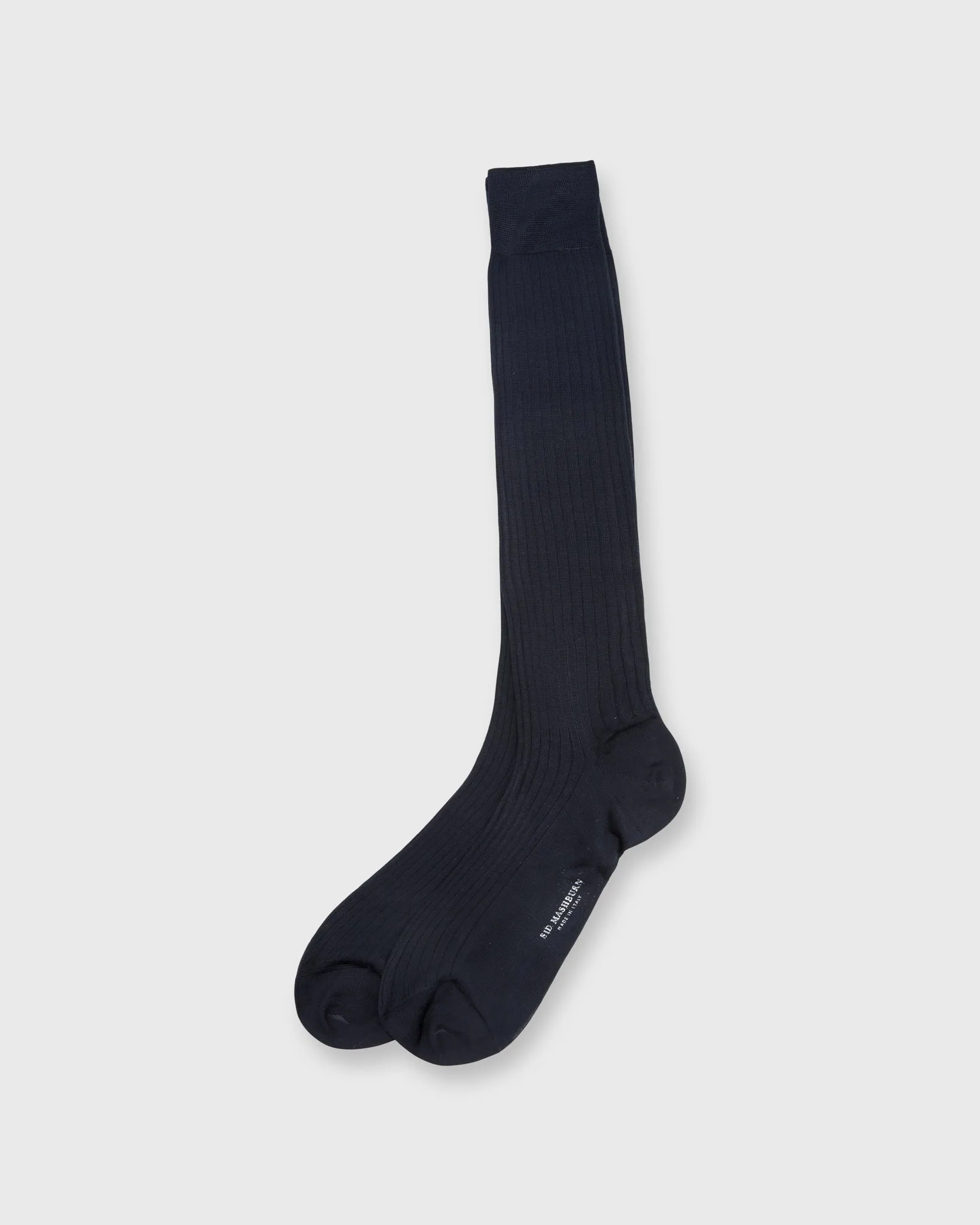 Over-The-Calf Dress Socks in Navy Silk sold by Mashburn