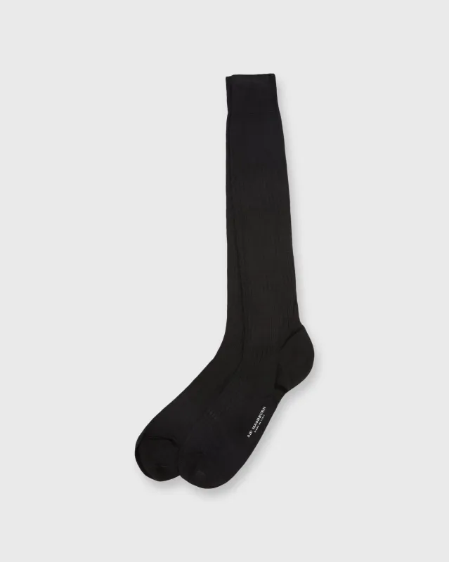 Over-The-Calf Dress Socks in Black Silk sold by Mashburn
