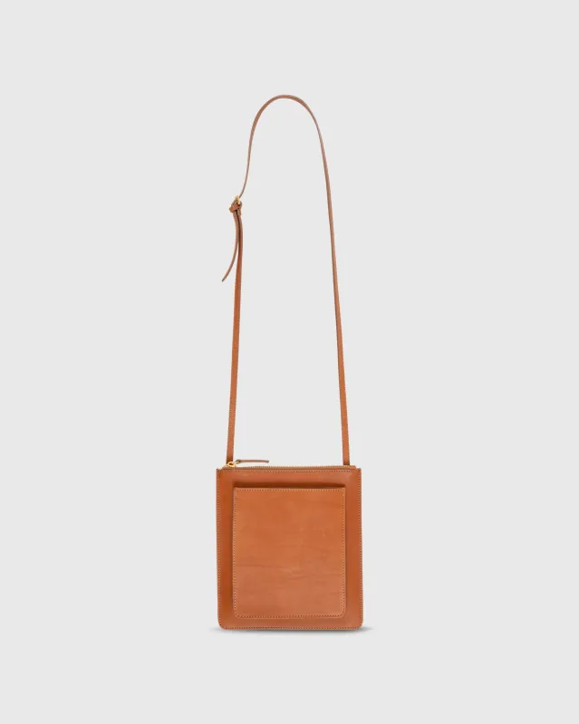 Flat Crossbody Pouch Bag in Natural Leather sold by Mashburn