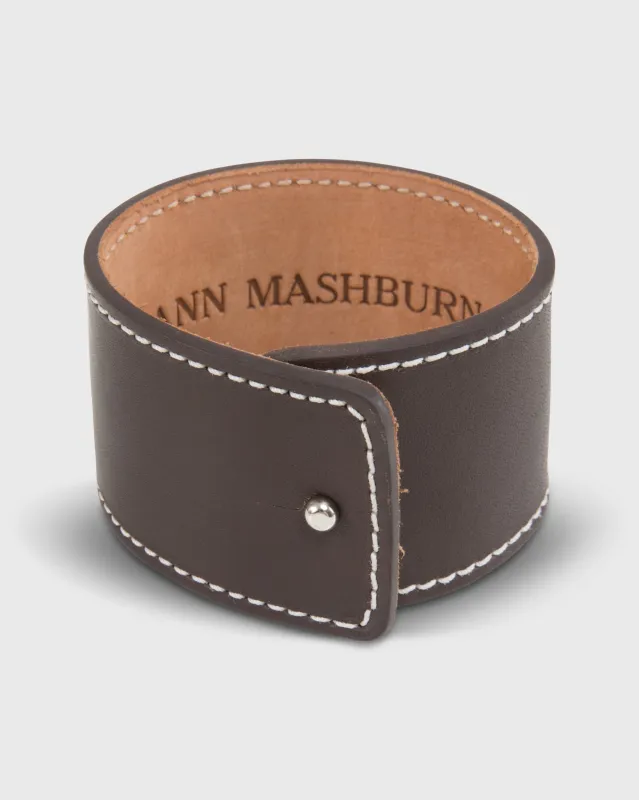 1.5" Leather Cuff Bracelet in Chocolate made by Mashburn