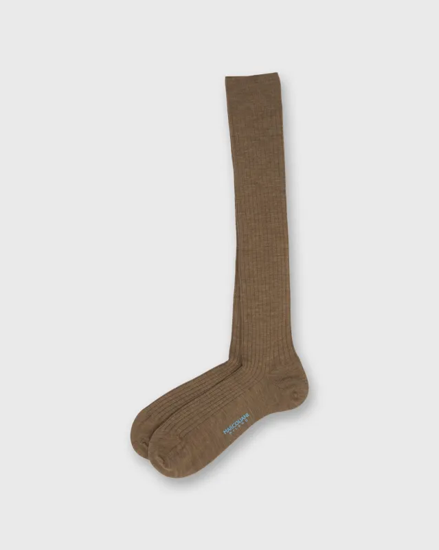 Over-The-Calf Dress Socks in Natural Extra Fine Merino made by Marcoliani