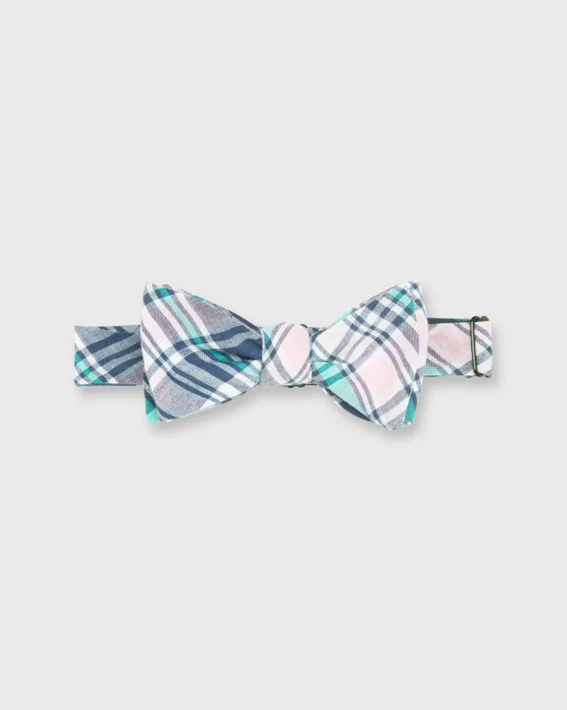 Cotton Woven Bow Tie in Navy/Pink/Aqua Madras made by Sid Mashburn