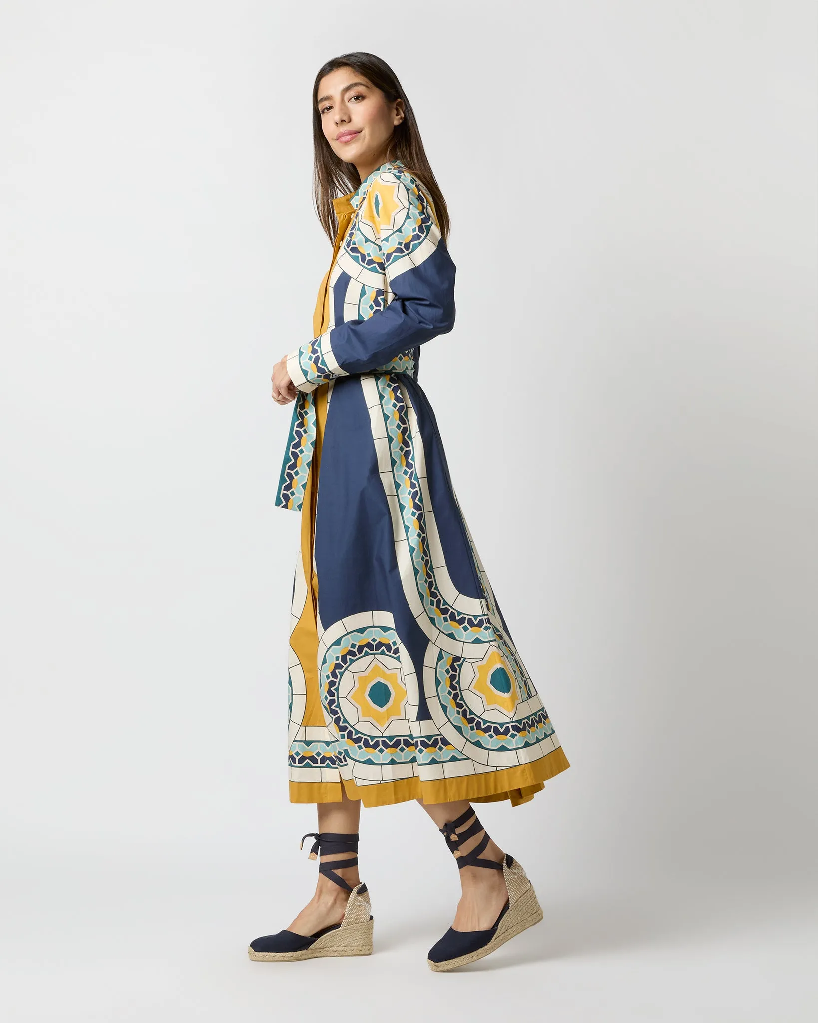 Sundowner Dress in Blue Mudejar Placée Cotton Popeline sold by Mashburn product image thumbnail 3
