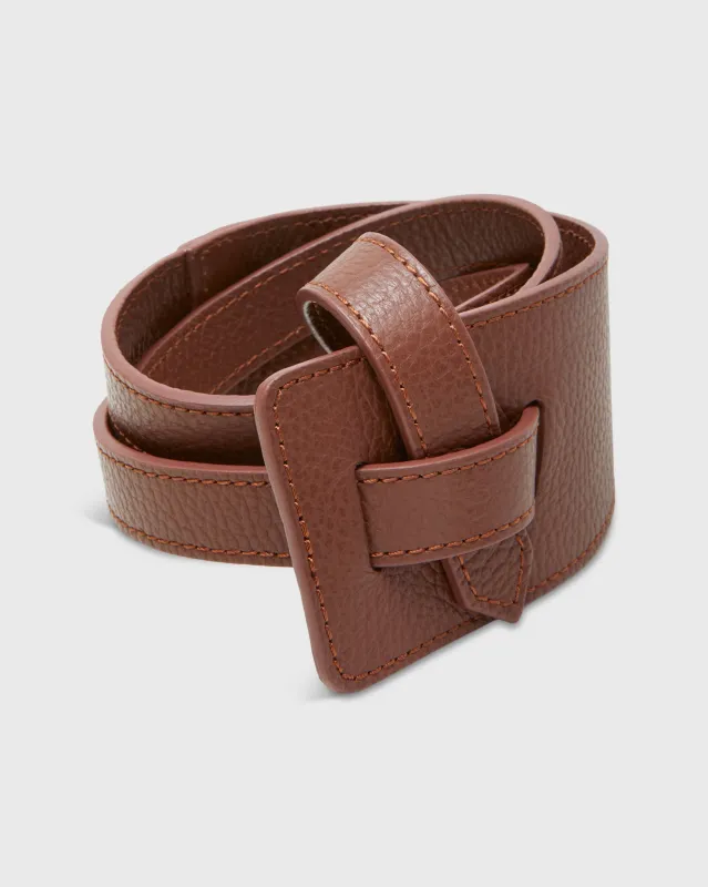 Asymmetrical Loop Thru Belt in English Tan Leather made by Mashburn