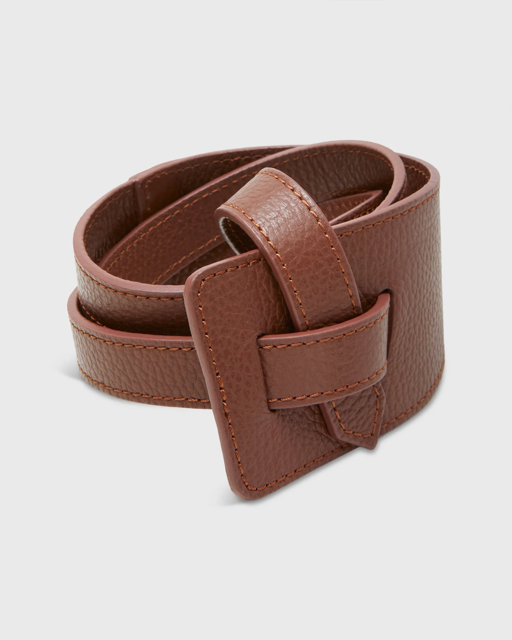 Asymmetrical Loop Thru Belt in English Tan Leather sold by Mashburn