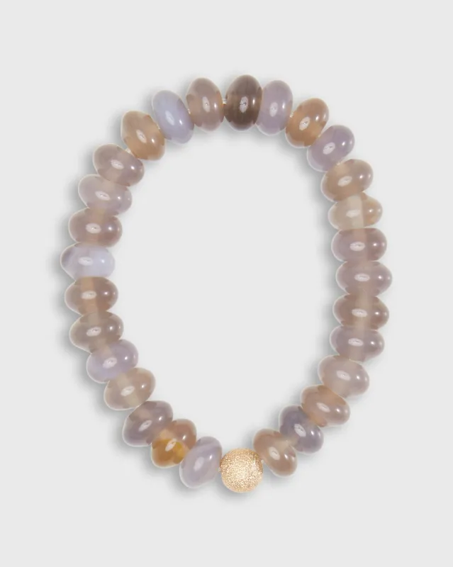Semi Precious Beaded Bracelet in Dusty Grey Monochrome made by Mashburn