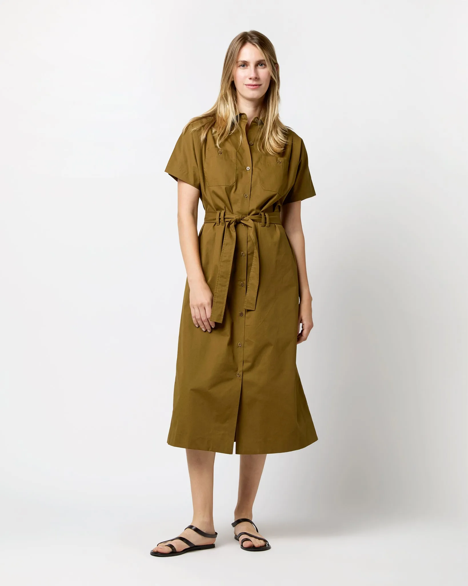 New Drew Dress in Tobacco sold by Mashburn