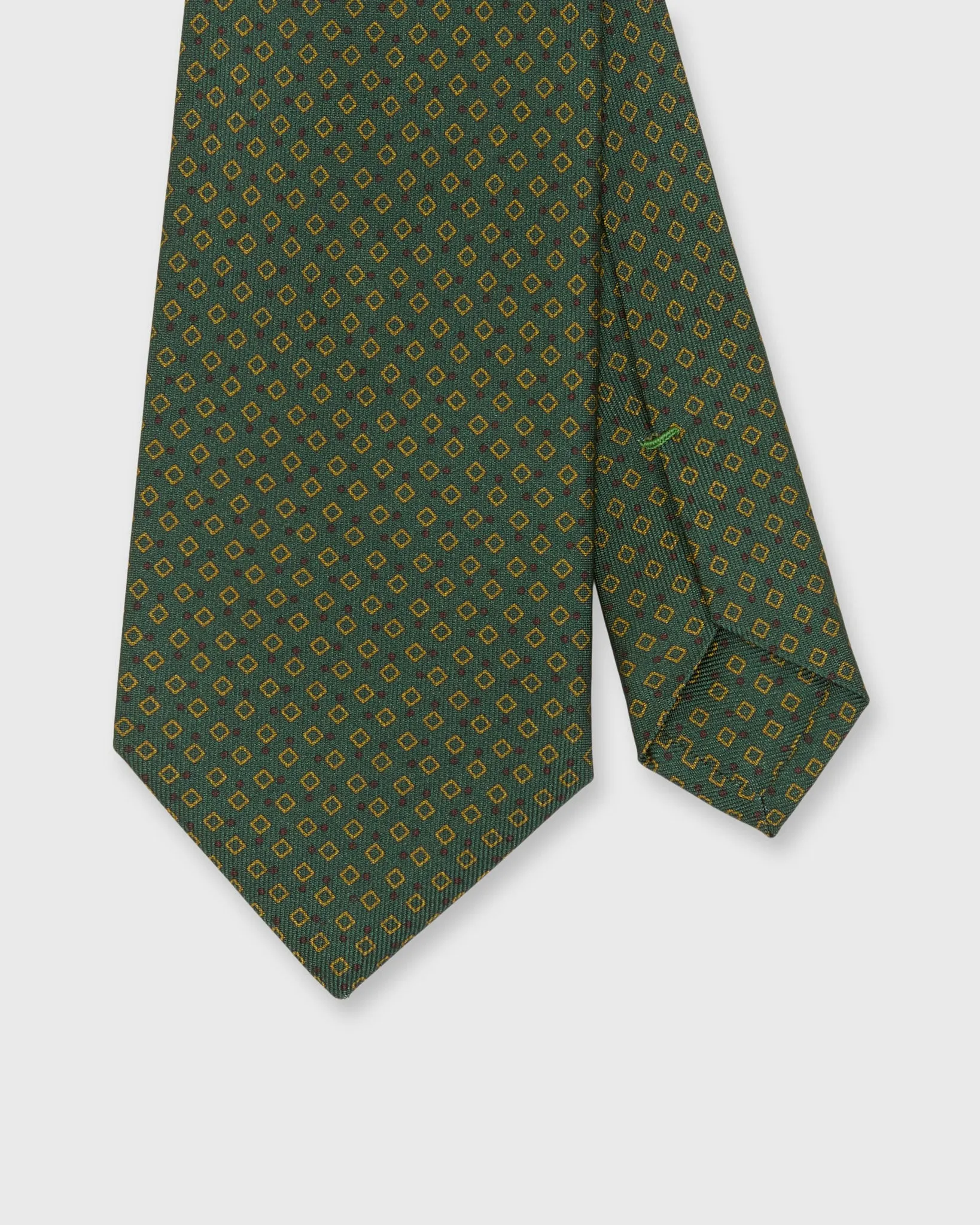 Silk Print Tie in Green/Gold/Brown Diamond sold by Mashburn