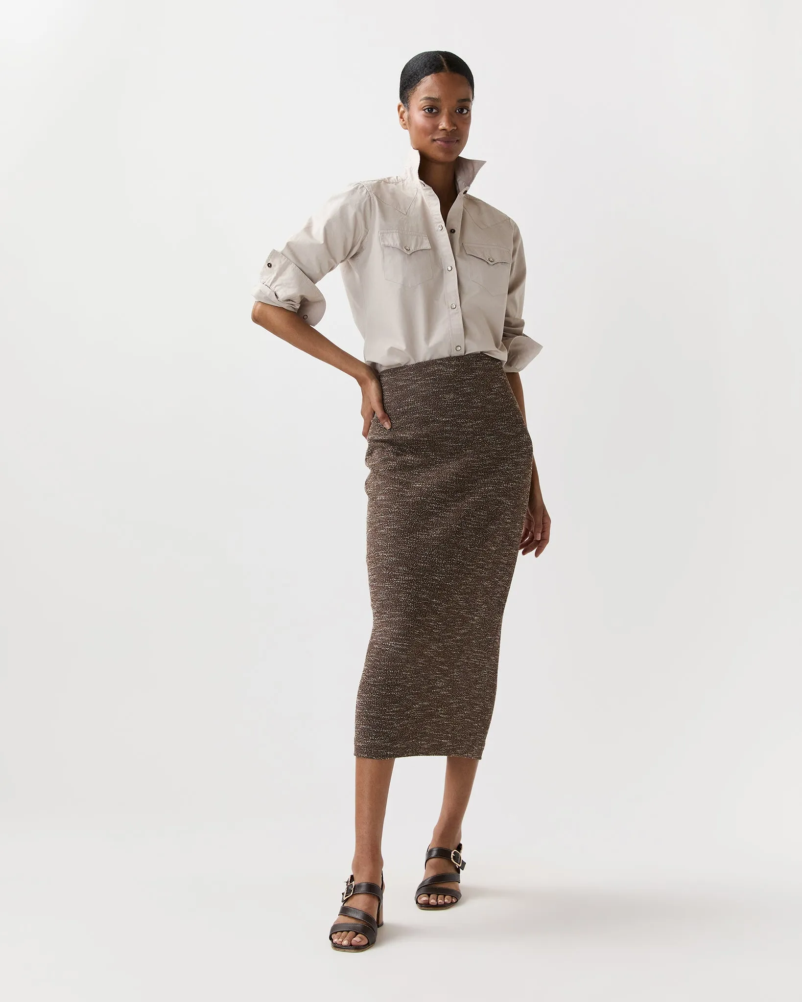 Western Shirt in Sand Poplin sold by Mashburn product image thumbnail 3