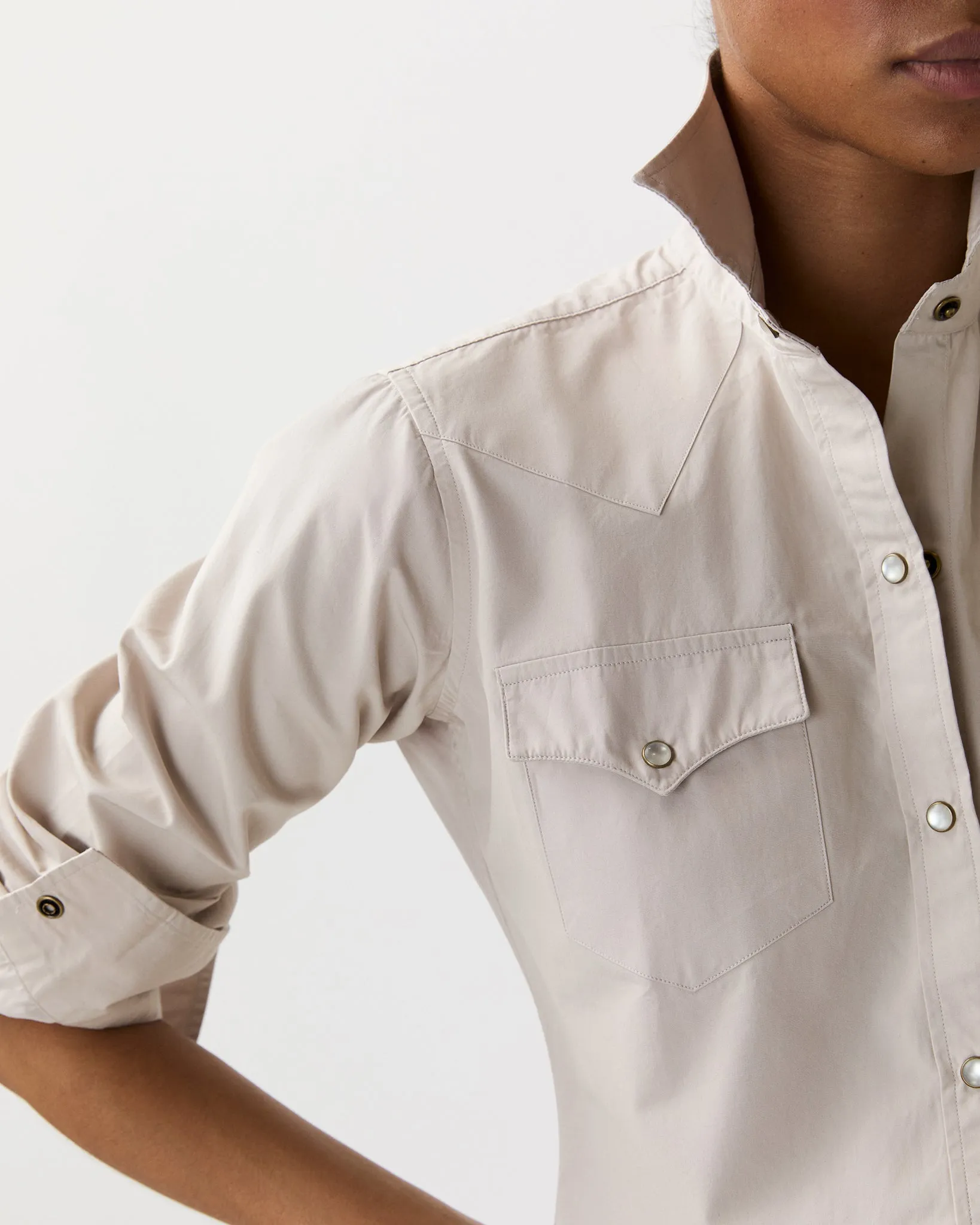 Western Shirt in Sand Poplin sold by Mashburn product image thumbnail 2