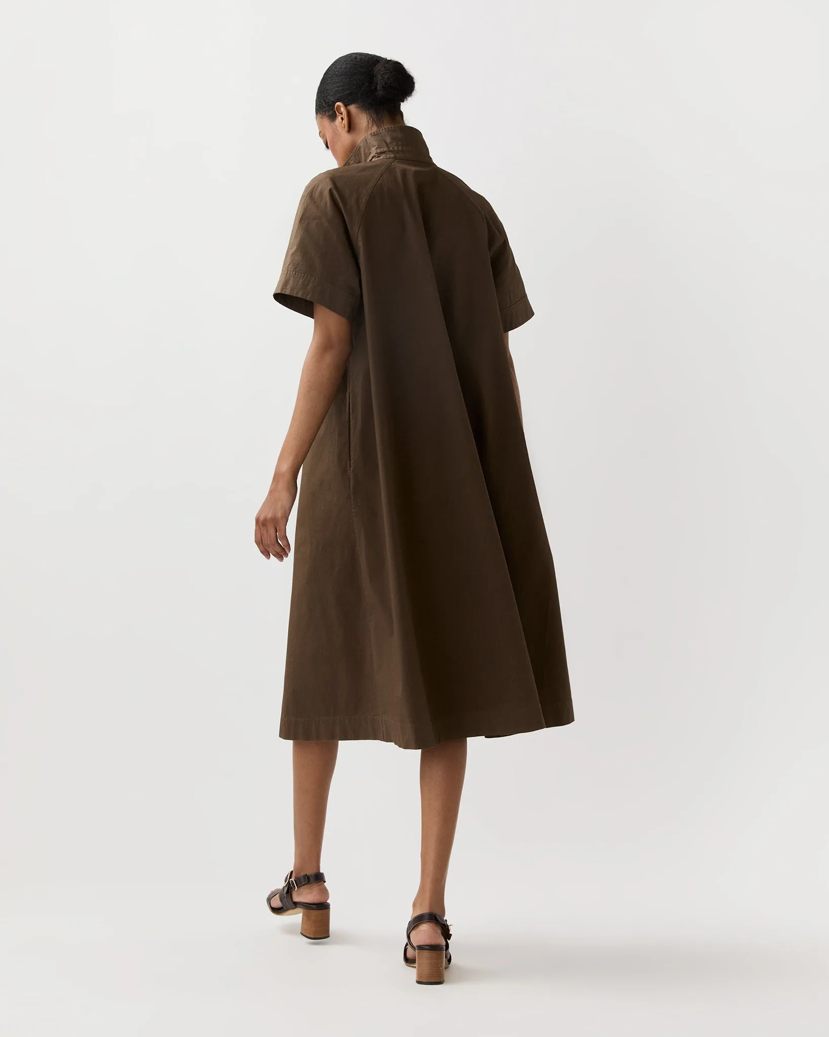 Riley Dress in Coffee Paperweight Stretch Poplin sold by Mashburn product image thumbnail 5