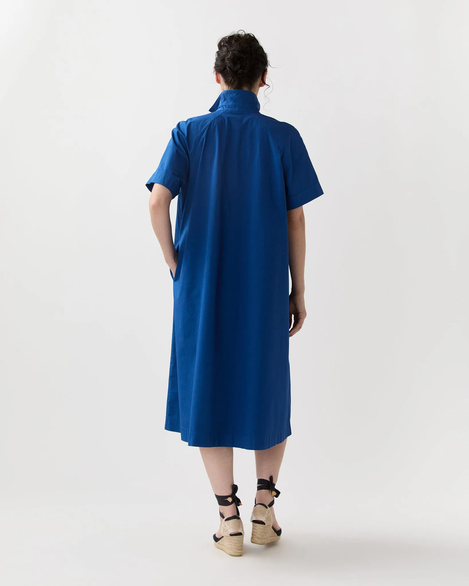 Riley Dress in Marine Paperweight Stretch Poplin sold by Mashburn product image thumbnail 4