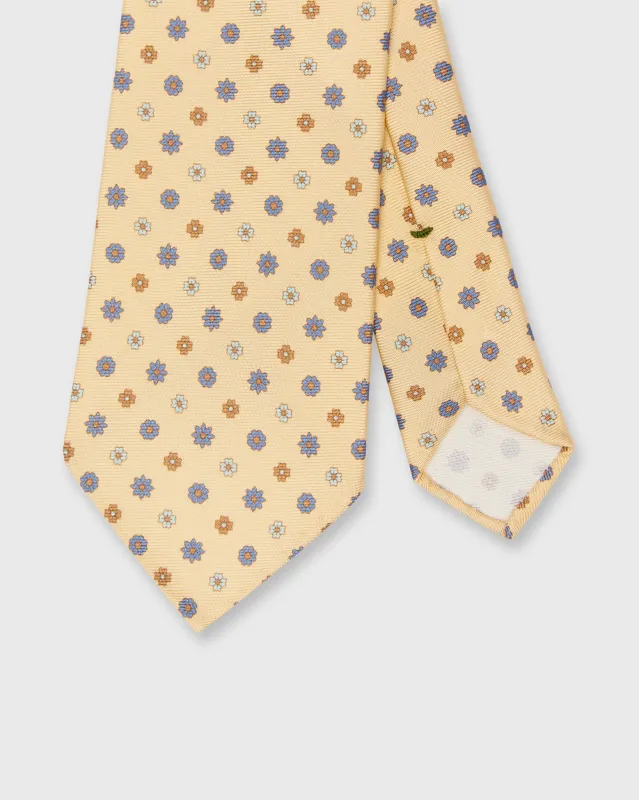 Silk Print Tie in Buttercream/Sky/Tan Flower made by Sid Mashburn