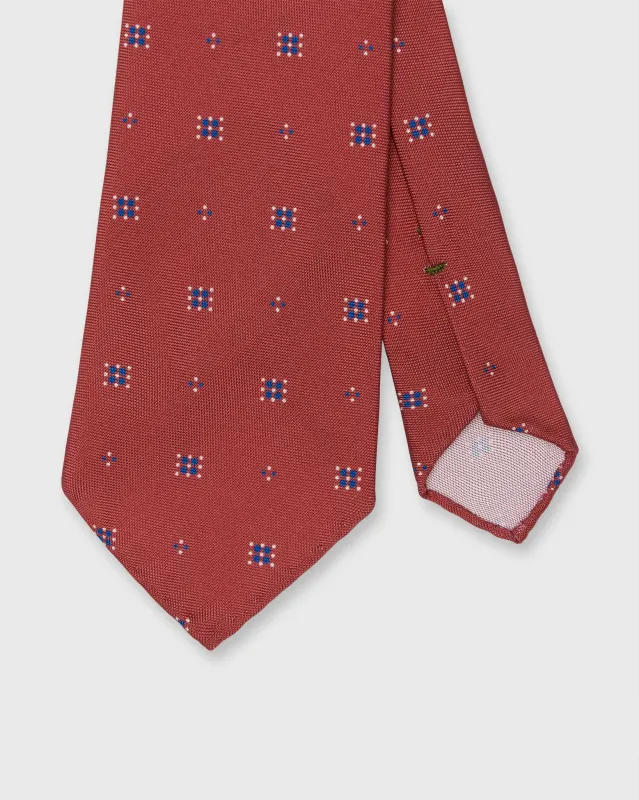 Silk Print Tie in Raspberry/Blue Dot Foulard sold by Mashburn