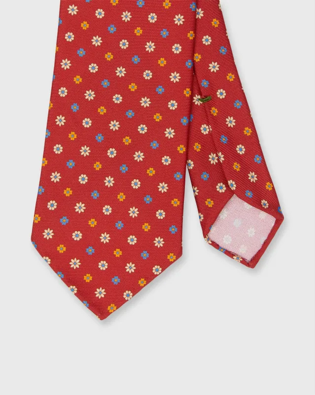 Silk Print Tie in Tomato/Sky/Buttercream Flower made by Sid Mashburn