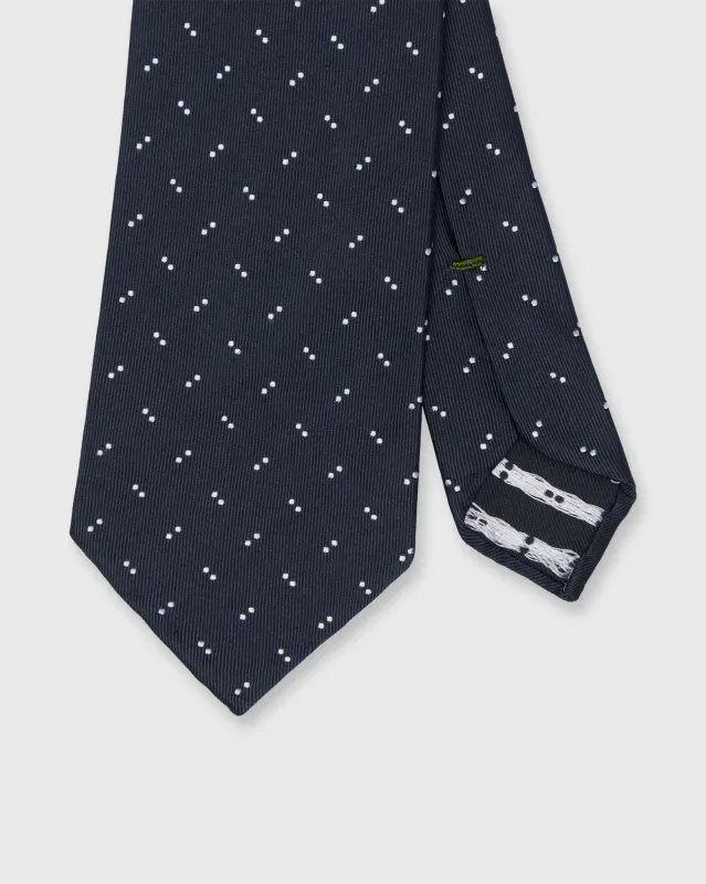 Silk Woven Tie in Navy/Chalk Abstract Dot made by Sid Mashburn