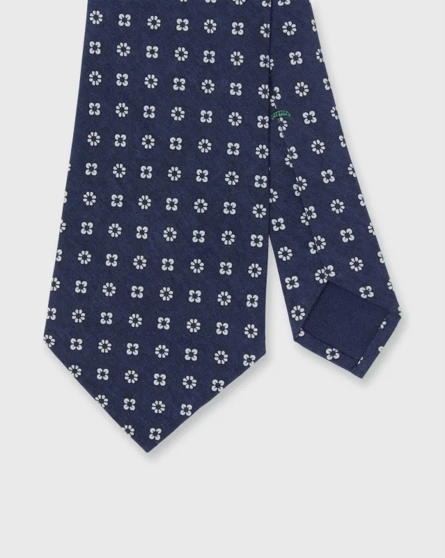 Silk Print Tie in Blue/Fog Foulard made by Sid Mashburn